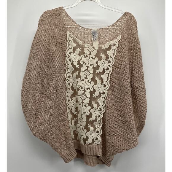 Free People Goldie Lurex Open Knit Lace Sheer Oversized Sweater M Boho Fairycore - Picture 1 of 10